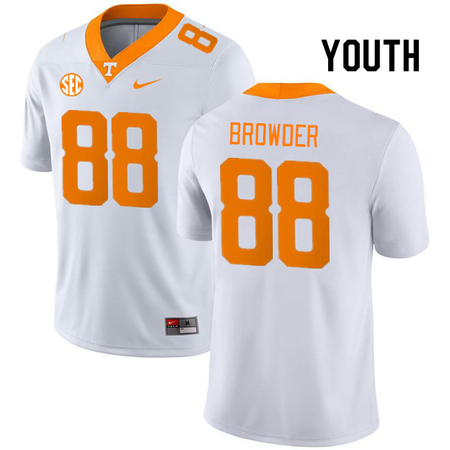 Youth #88 Charlie Browder Tennessee Volunteers College Football Jerseys Stitched Sale-White - Click Image to Close